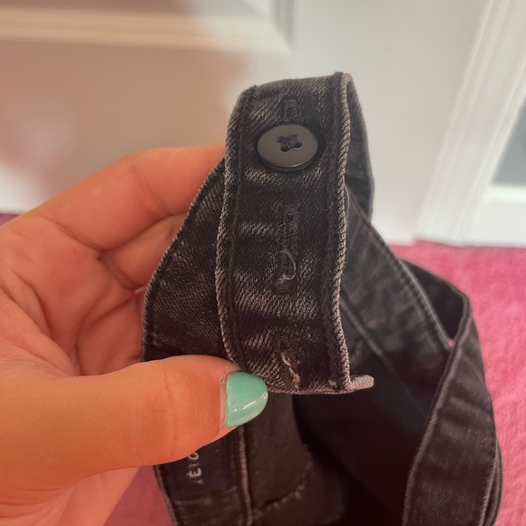 black jean overall dress; 2 pockets & 9 buttons; in outstanding condition - Picture 5 of 5